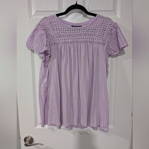 Lane Bryant Lavender/Lilac Purple Eyelet Short Sleeve Blouse in Size 18/20 (2X)